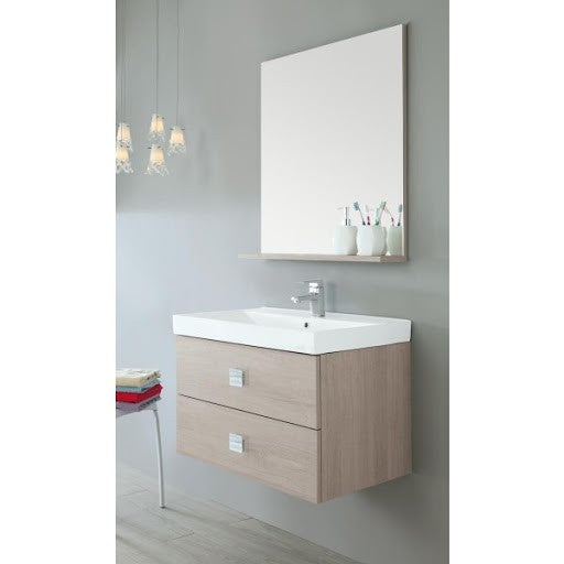 Composition de salle de bain suspendue avec deux tiroirs Chêne Clair 75x47x h51 cm