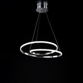 Lustre à suspension en métal aluminium chromé poli avec LED intégrée 60x h 150 cm