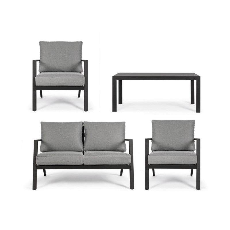 Ensemble de salon de jardin anthracite 4 pièces YK13