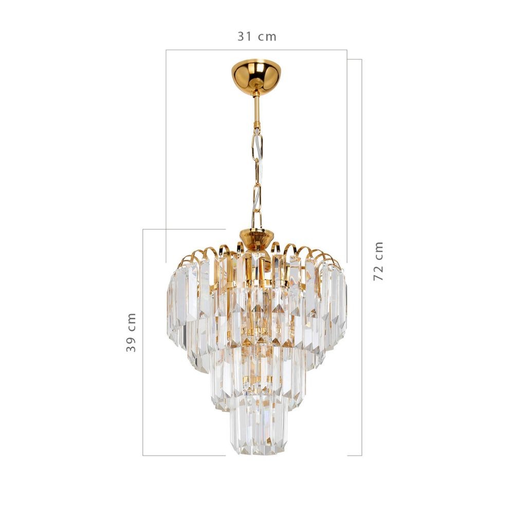 Miranda MDL3831 plafonnier 3 lumières en verre et or