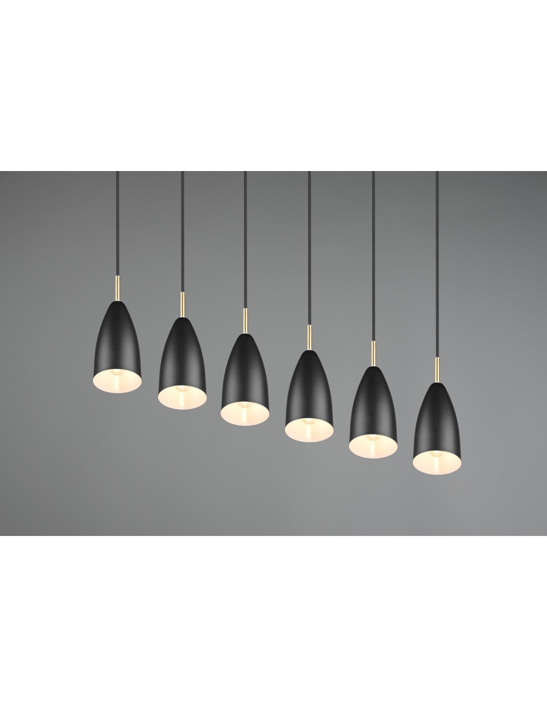 Grande Suspension Linéaire Isola Farin 6 Lumières Noir Trio Lighting