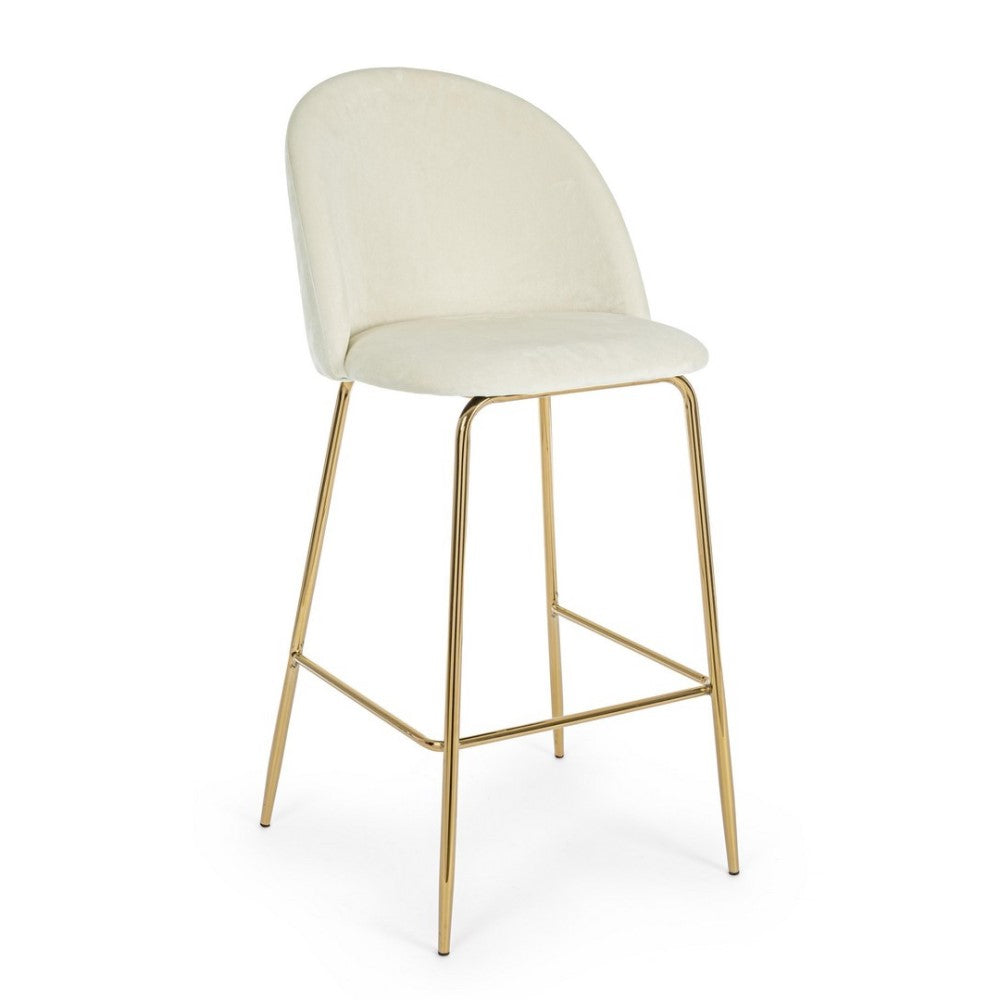 2x Tabouret de bar en velours style ambiance blanche
