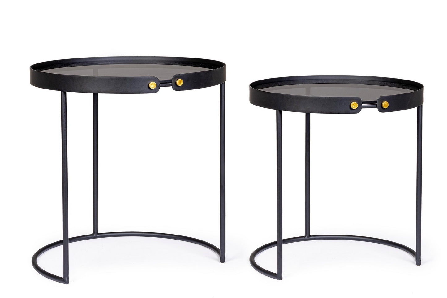 Set de 2 tables basses Zeina en acier noir