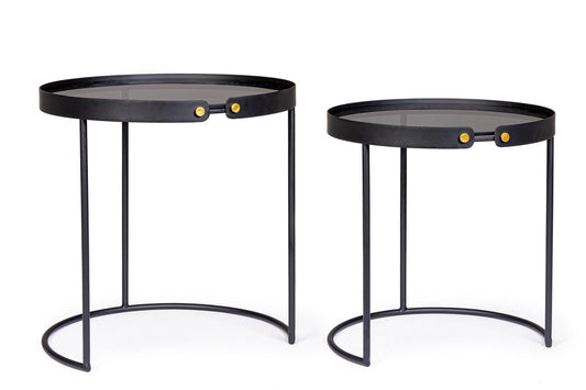 Set de 2 tables basses Zeina en acier noir