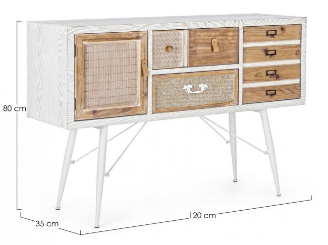 Buffet Eloise 2 portes 2 tiroirs en bois naturel 80h cm