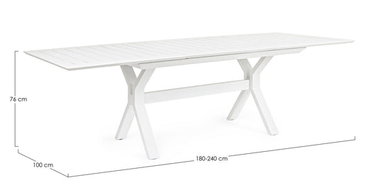 Table de jardin extensible Kenyon blanche 180-240 x 100 cm