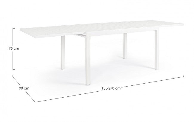Table en aluminium Pelagius 135-270X90 blanc Yk11