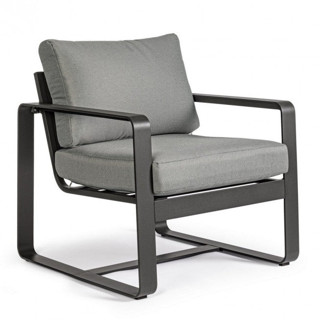 Fauteuil de jardin en aluminium anthracite MERRIGAN YK13 74x78x h84 cm