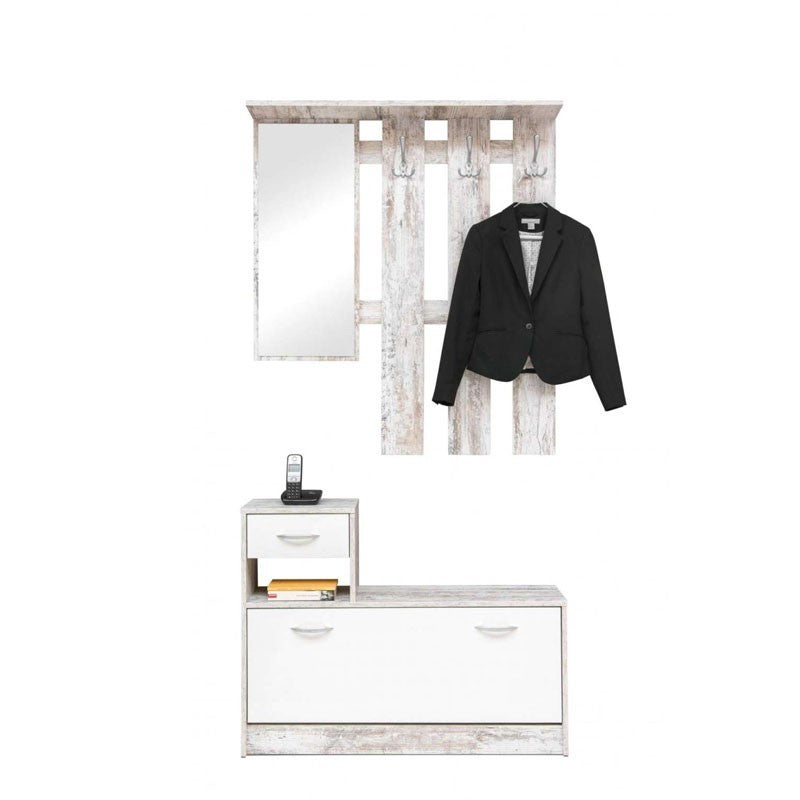 Armoire d'entrée vintage blanche 100x25xh.180 cm