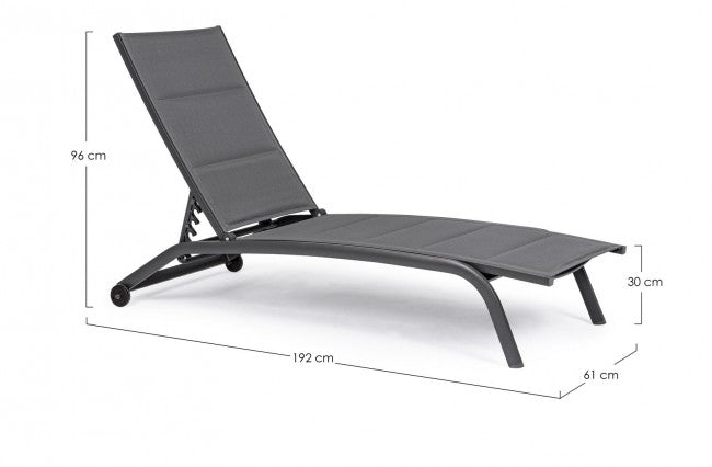 Chaise longue de jardin en aluminium à roulettes Anthracite CLEOPAS 61x192x h96 cm