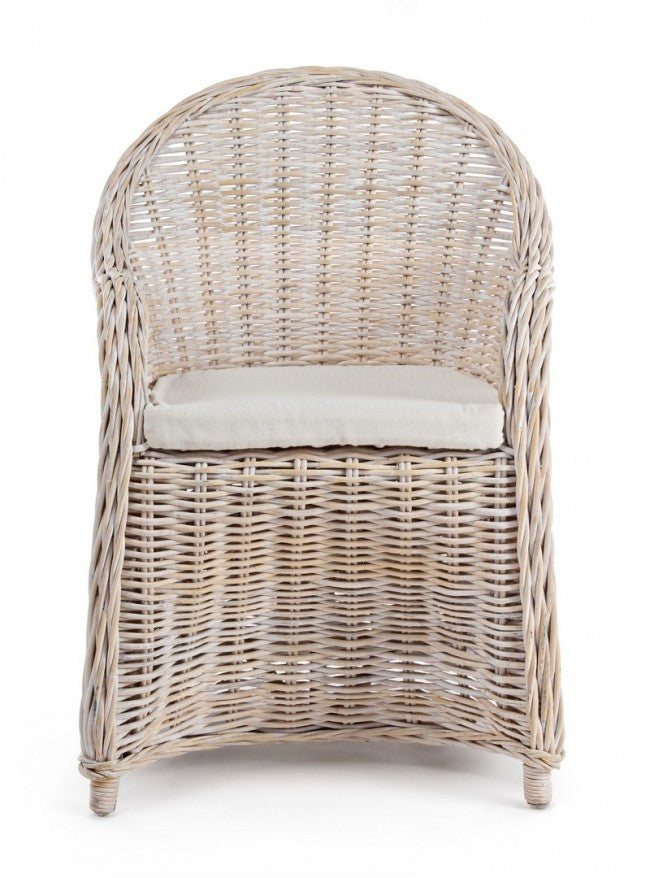 Fauteuil avec coussin neuf blanc en fibres naturelles