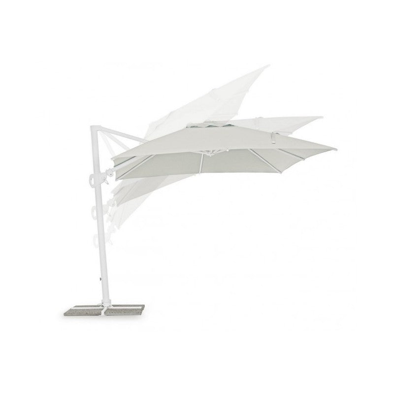 Parasol Eden avec bras en bois naturel blanc 3x3 m