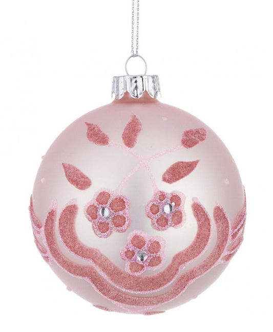 12x Sphère Vt Petite Fleur Rose D80