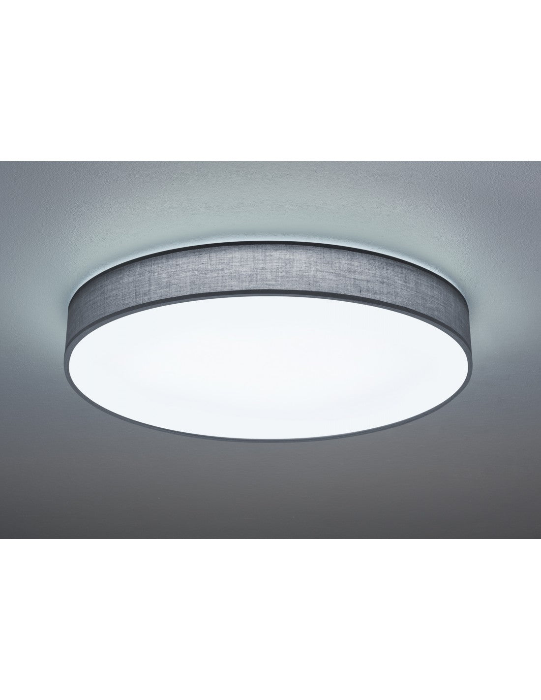 Grand plafonnier LED avec abat-jour en tissu Gris Lugano Ø75 cm Trio Lighting