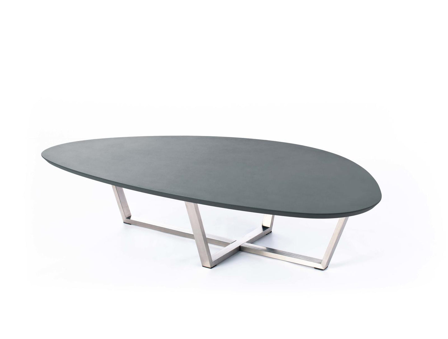 Table basse en MDF gris foncé et piètement en métal 140x80x32h cm