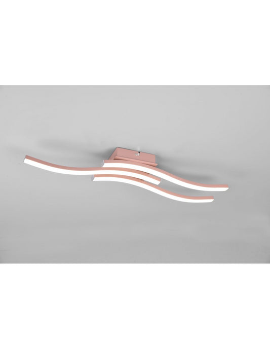 Plafonnier Moderne 3 Tiges LED 4000k Route Or Rose Trio Lighting