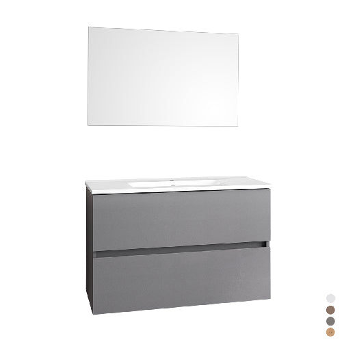 Meuble de salle de bain suspendu Dearum en frêne foncé - 80 x 45 x 52 cm