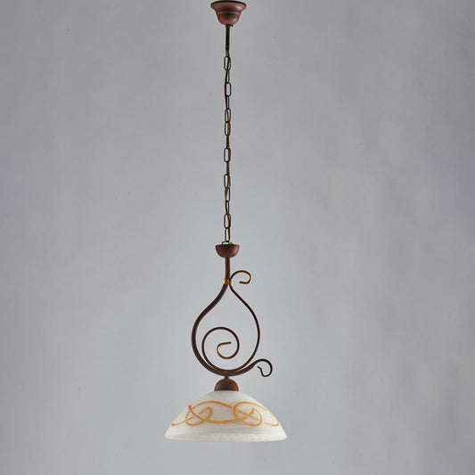 Lustre en fer noir rouillé finition dorée, une lumière 30x h51 cm