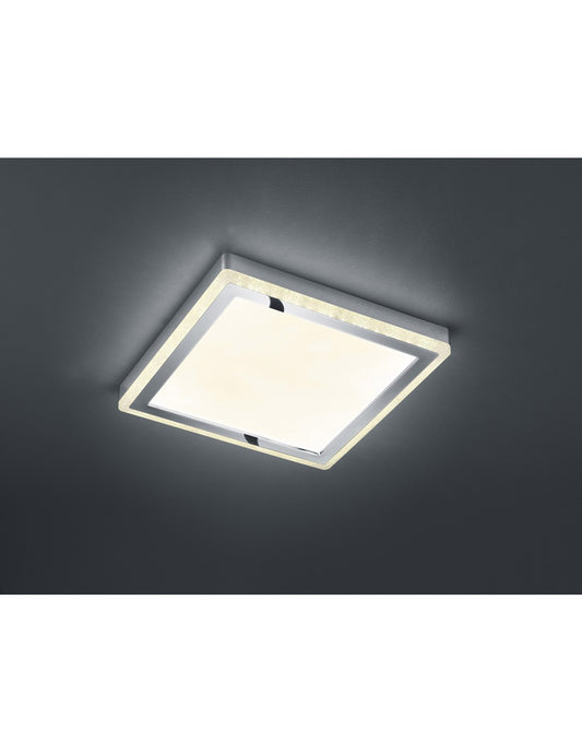 Plafonnier Slide Carré Double LED RGBW Dimmable Blanc 40x40 cm Trio Lighting