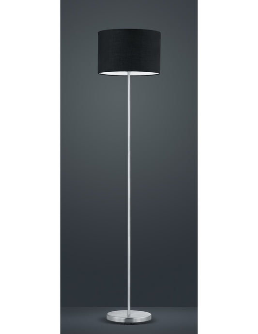Lampadaire Hôtel Abat-jour Nickel Tissu Noir Ø35 cm Trio Lighting