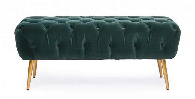 Banc Giacinta effet velours vert 103x46x40h cm