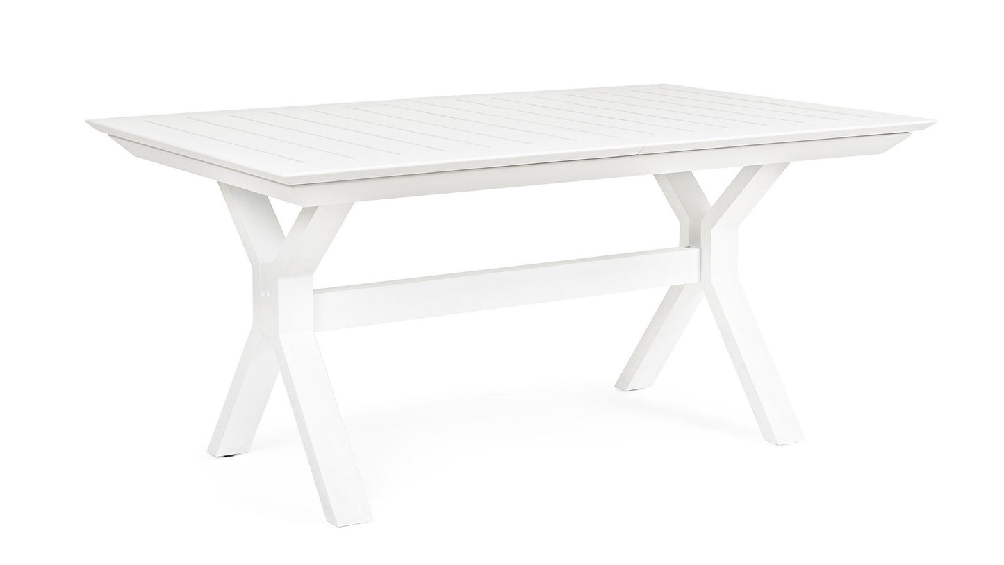 Table de jardin extensible Kenyon blanche 180-240 x 100 cm