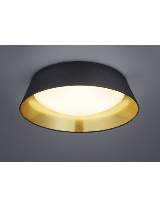 Plafonnier Led avec abat-jour noir et doré Ponts Ø45 cm Trio Lighting