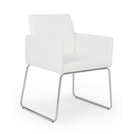 Chaise avec accoudoirs en simili cuir Blanc SIXTY 60x54x h80,5 cm