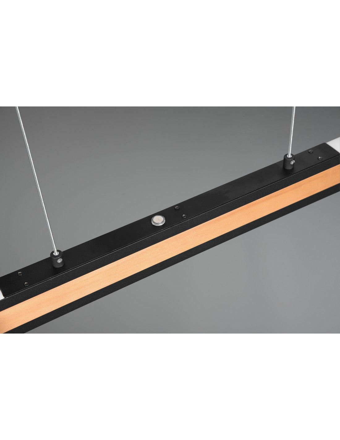 Lustre de Bureau Double Émission Vintage Bois et Métal Noir Variateur Deacon Trio Lighting