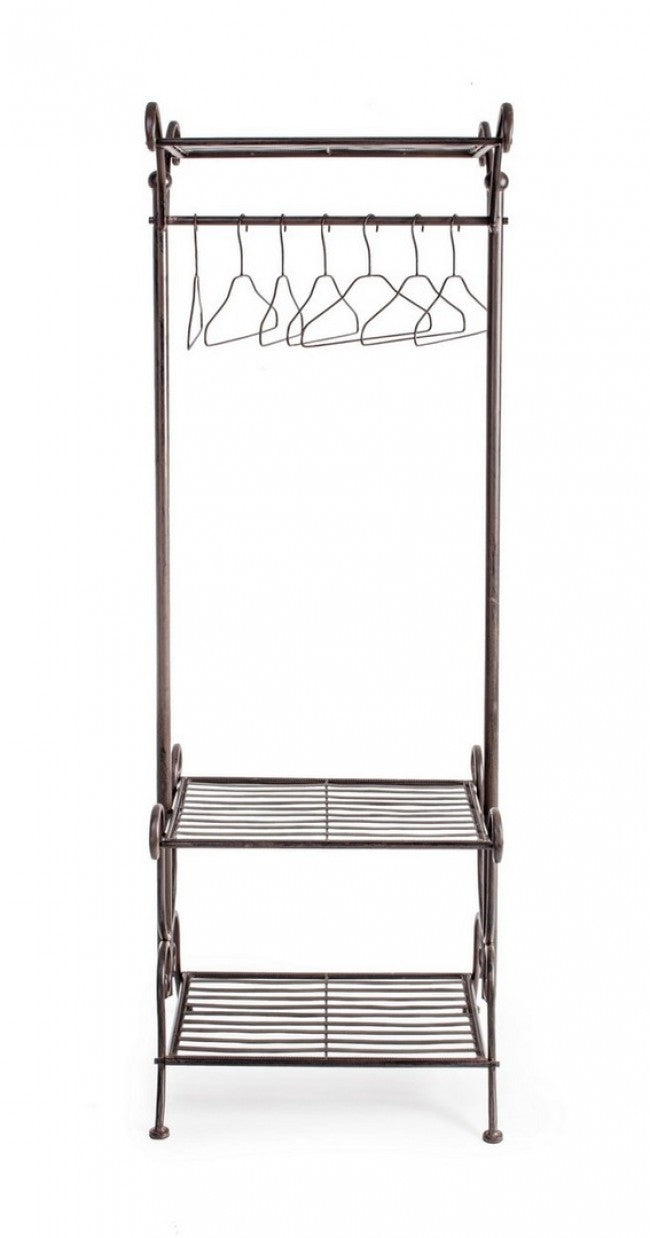 Porte manteau en acier marron trois étagères Marron MELANIE 55x46x h170 cm