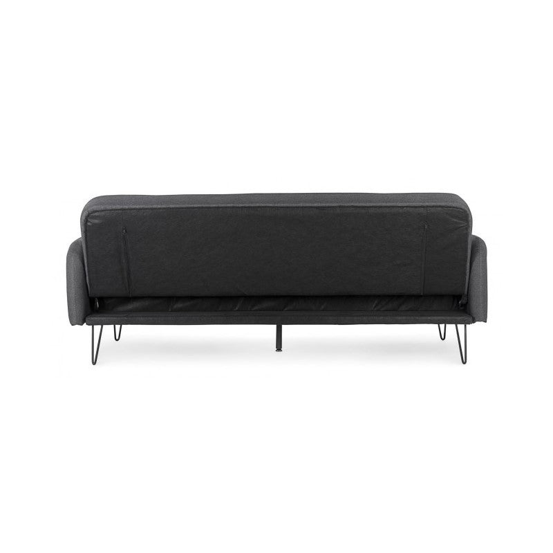 Canapé convertible trois places en tissu BRIDJET Noir 200x82x h81 cm