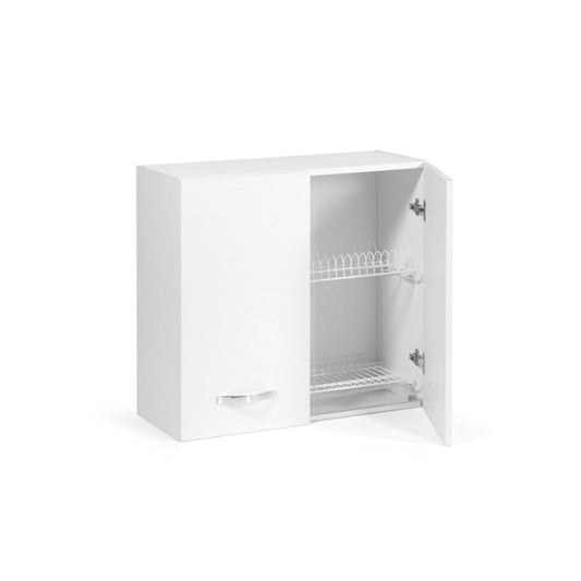 Elément mural égouttoir à cendres blanc pour cuisine 80x32xH 72 cm avec 2 portes