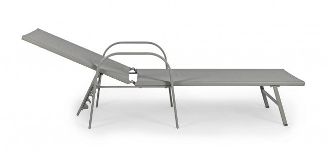 Transat Arent en acier et avec accoudoirs gris tourterelle 195 cm