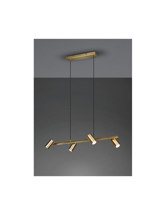 Suspension 4 Spots GU10 Orientables Marley Laiton Vieilli Trio Éclairage