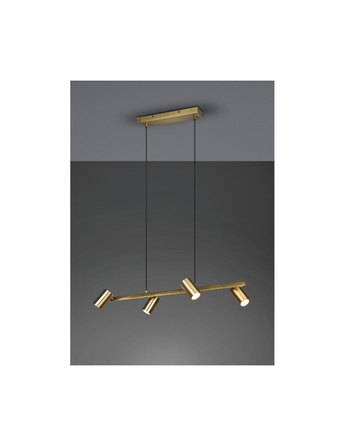 Suspension 4 Spots GU10 Orientables Marley Laiton Vieilli Trio Éclairage