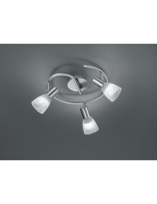 Plafonnier Girandola Visa 3xE14 LED Nickel Et Verre Albâtre Ø30 cm Trio Lighting
