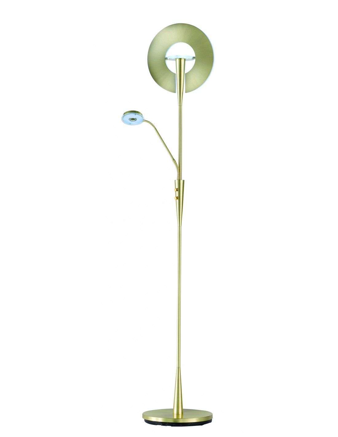 Lampadaire LED avec spot de lecture à intensité variable Québec Laiton Trio Éclairage