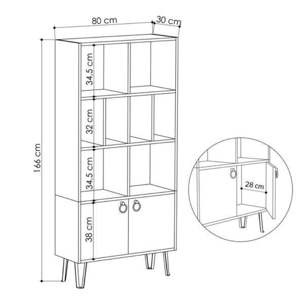 Bibliothèque Bene avec portes en chêne blanc