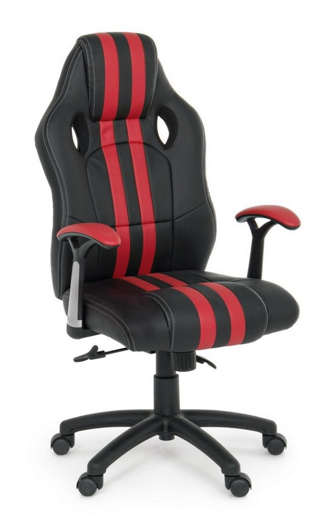 Fauteuil de bureau Spider avec accoudoirs en simili cuir rouge