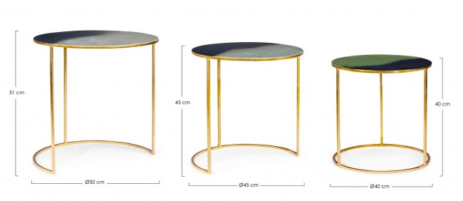 Ensemble de 3 tables basses en métal de style ambiance