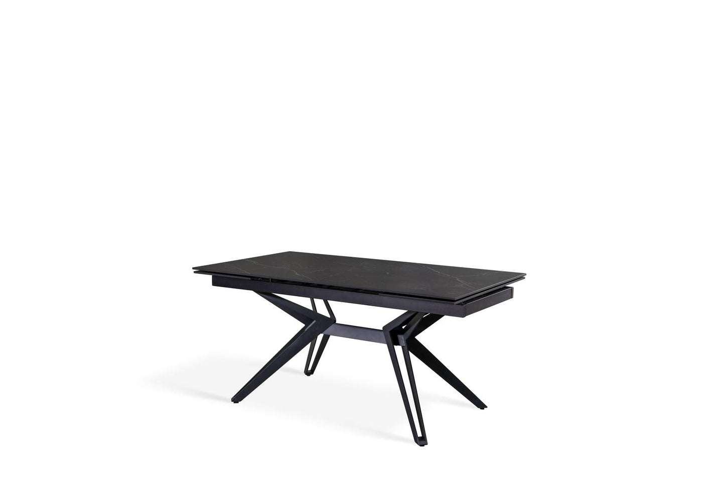 Table extensible noir mat 90 cm x 160-240 cm H. 76 cm