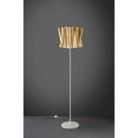 Pied et tige de lampadaire en métal FOLIO, abat-jour Doré, diamètre 40x h164 cm
