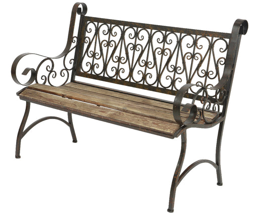 Banc Bordeaux en fer d'extérieur marron