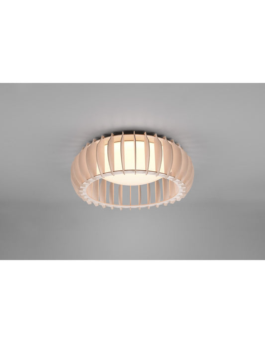 Plafonnier LED Bois Naturel Support Variateur Ø40 cm Trio Lighting