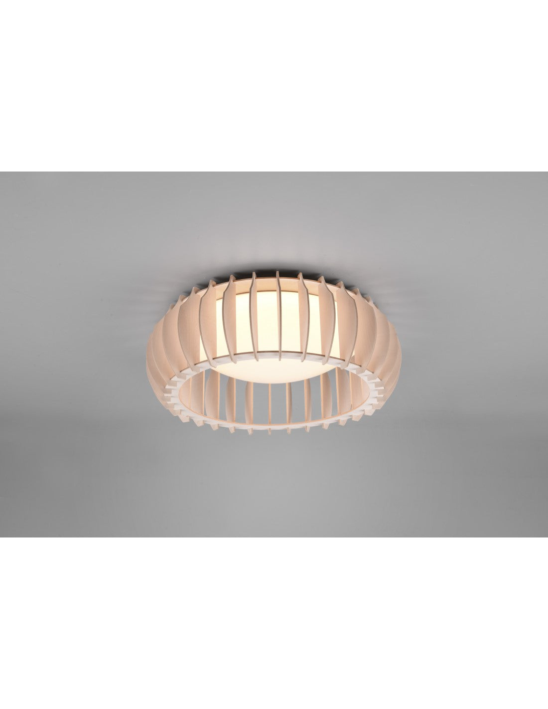 Plafonnier LED Bois Naturel Support Variateur Ø40 cm Trio Lighting
