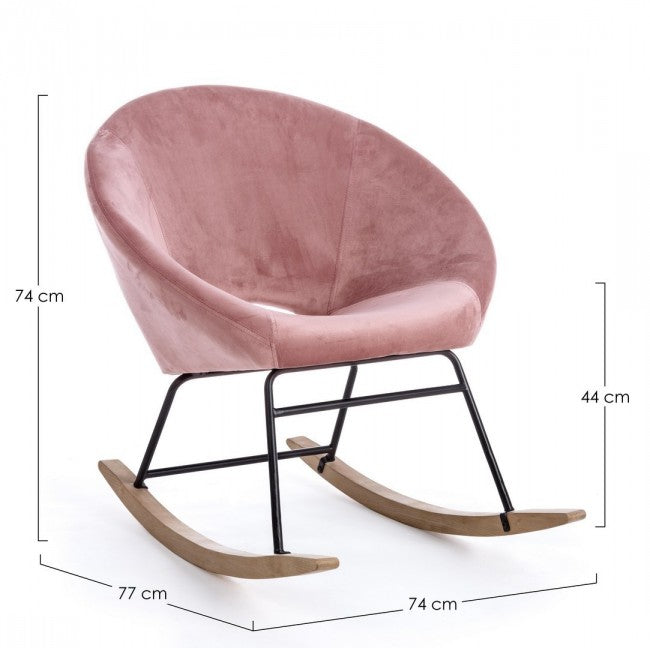 Fauteuil à bascule en velours Rose Antique ANNIKA 74x77x h74 cm