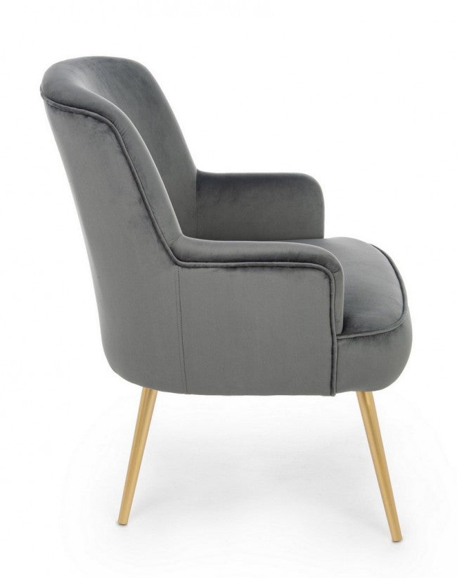 Fauteuil Clélia gris effet velours doré