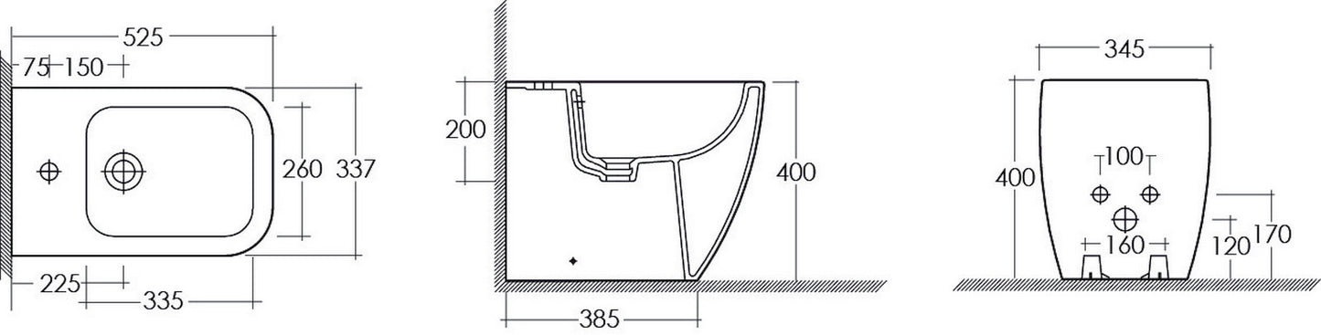 Bidet dos au mur Metropolitan