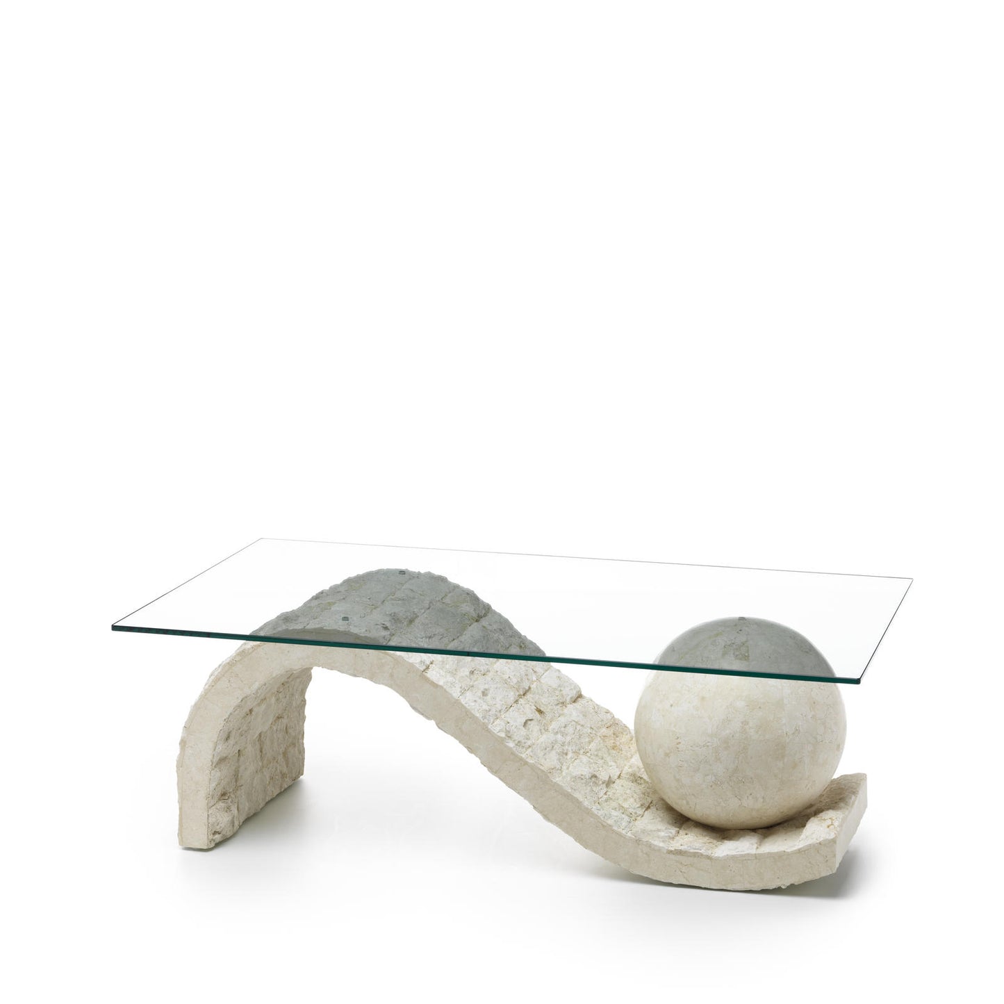 Table basse beige transparent 70 cm x 120 cm H. 37 cm