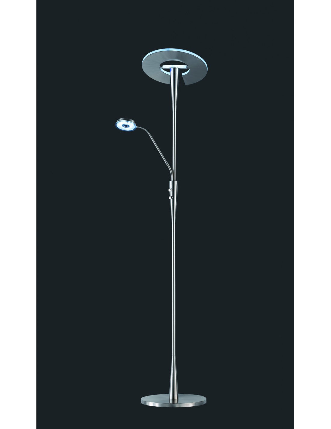 Lampe sur pied LED avec spot de lecture dimmable Québec Nichel Trio Éclairage